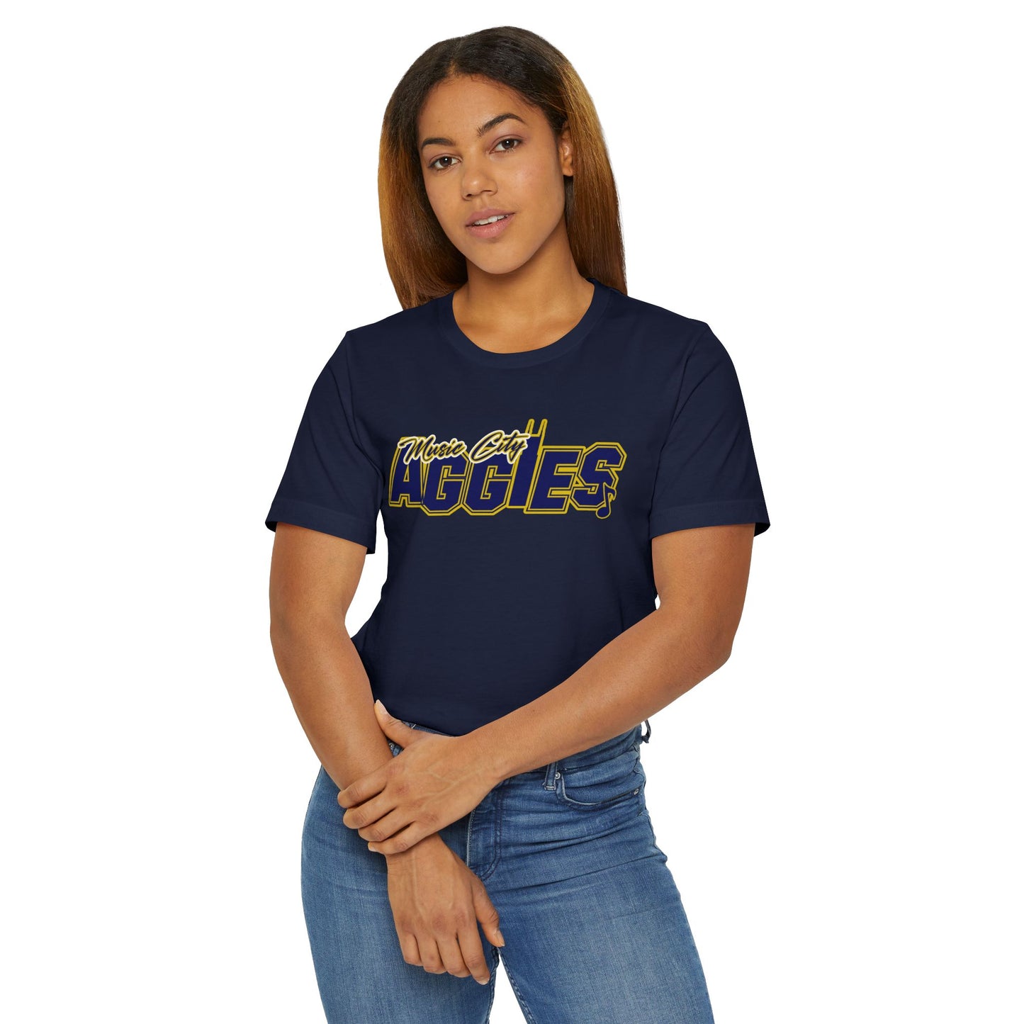 Music City Aggies Unisex Jersey T-Shirt, Casual Tee, Fan Apparel, Gift for Students, College Spirit Wear, Perfect for Team Events