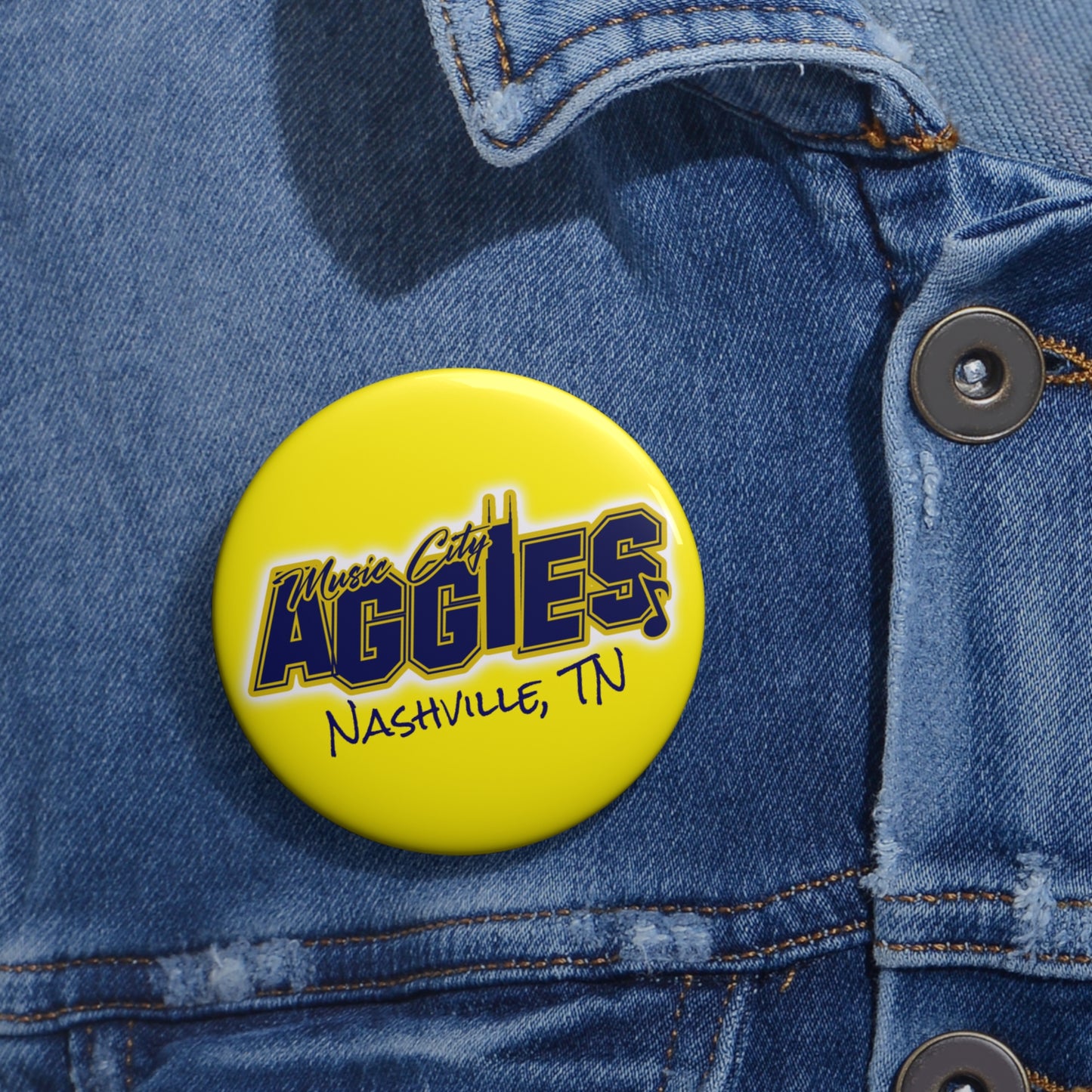 YELLOW Music City Aggies Buttons (2.25 -inches) Fun Accessories for Events, Gifts, Parties, Team Spirit
